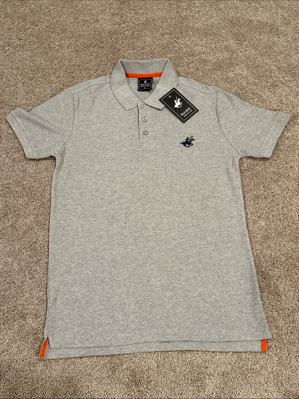Mens Light Gray Polo With Contrast Trim